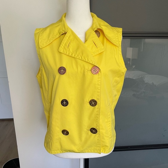 Lauren Ralph Lauren Double Breasted Yellow Vest Size S “with Anchors Buttons” - Picture 1 of 4